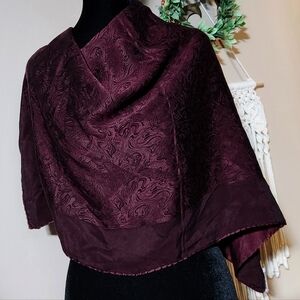 Extremely Rare!! 1970's Silk Marshall Field's Burgundy Scarf